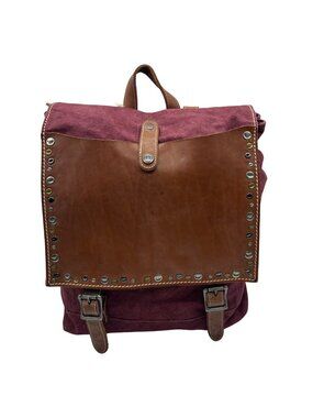 Old Trend Burgundy & Brown Canvas With Leather Trim KnoxBackpack